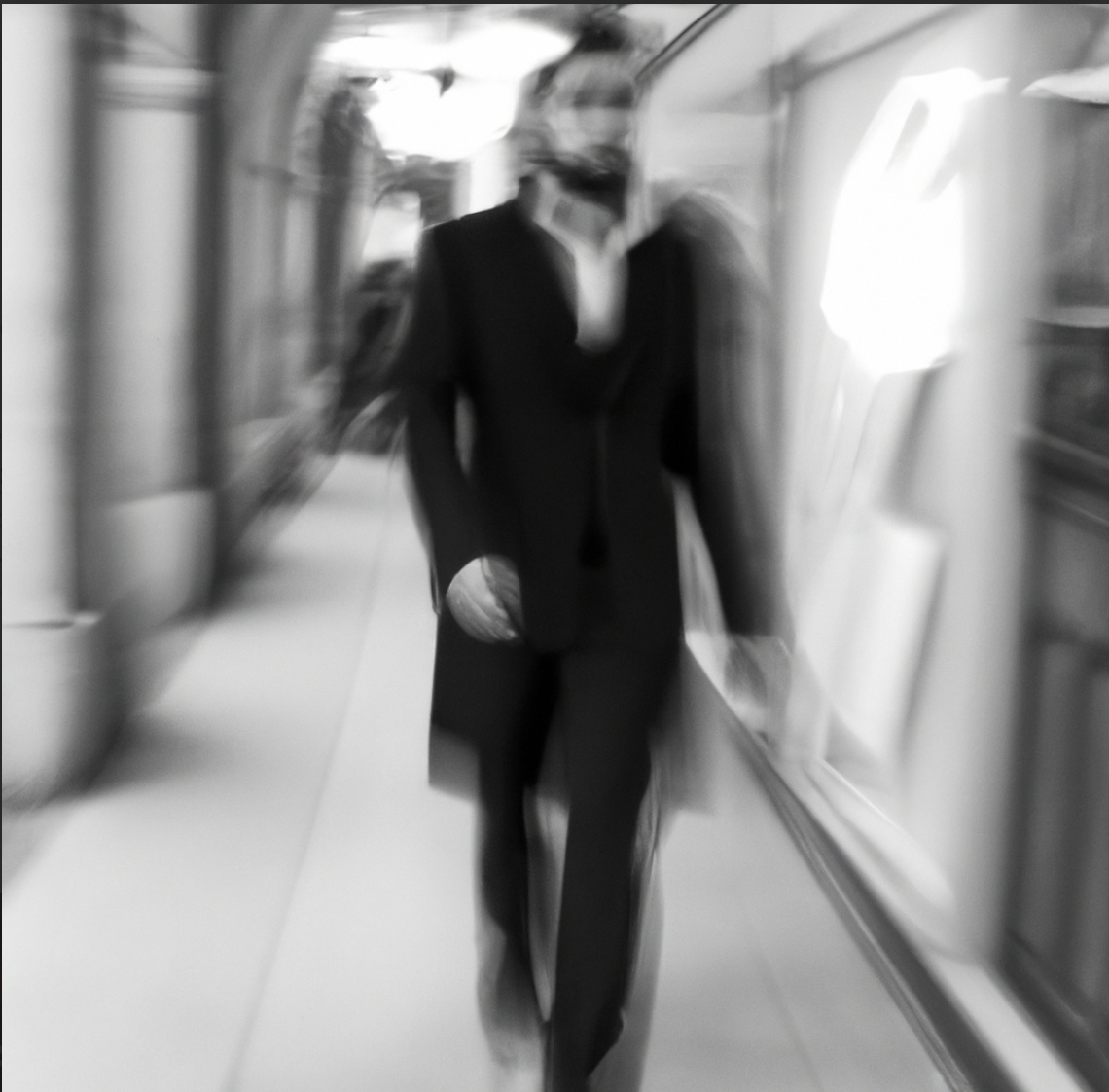 Walking through a subway.
